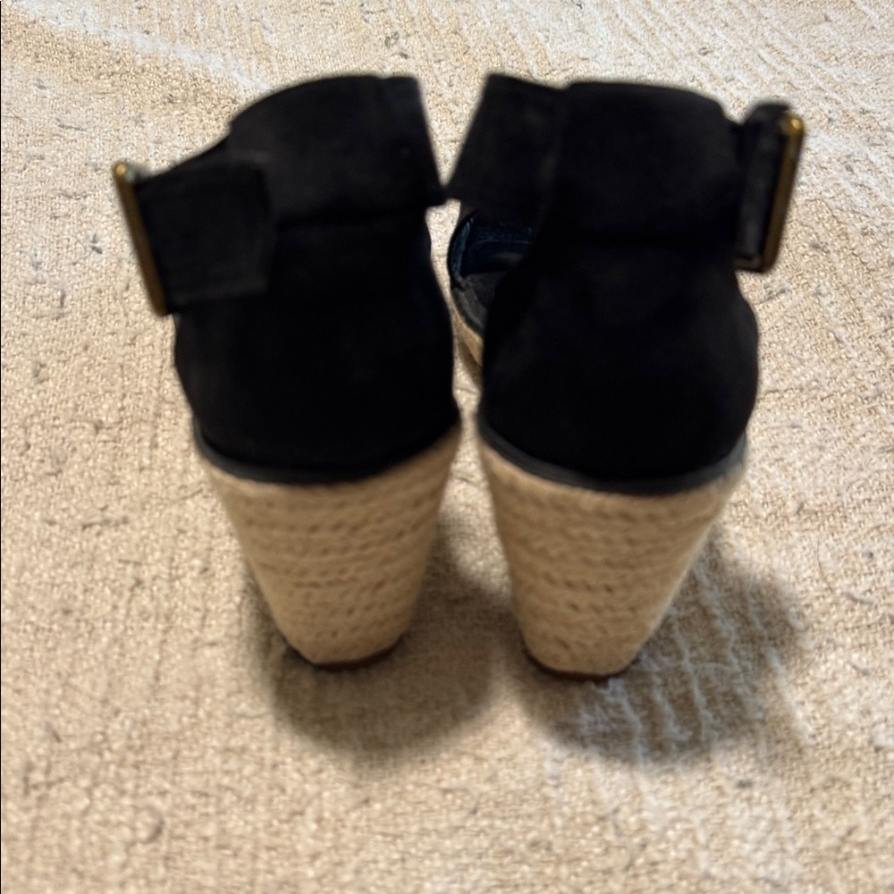 Banana Republic Suade Black Wedge Sandals with Espadrille Sole - Picture 5 of 8